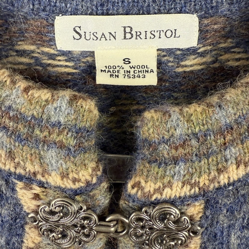 Susan Bristol wool sweater ornate hook and eye closure cottagecore size small - Picture 4 of 10